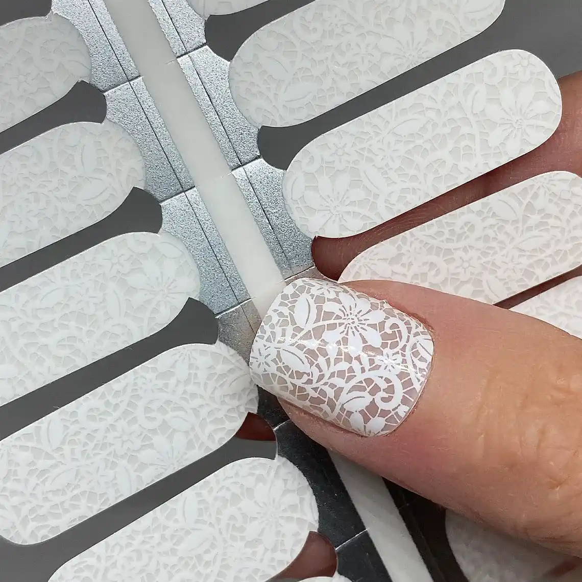 Cute White Acrylic Nails with Design