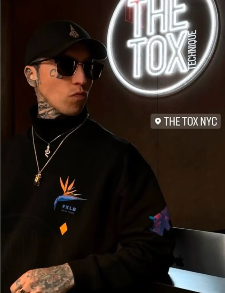 Chris Lavish in Foxylab New York black streetwear hoodie with embroidered logo at The Tox NYC