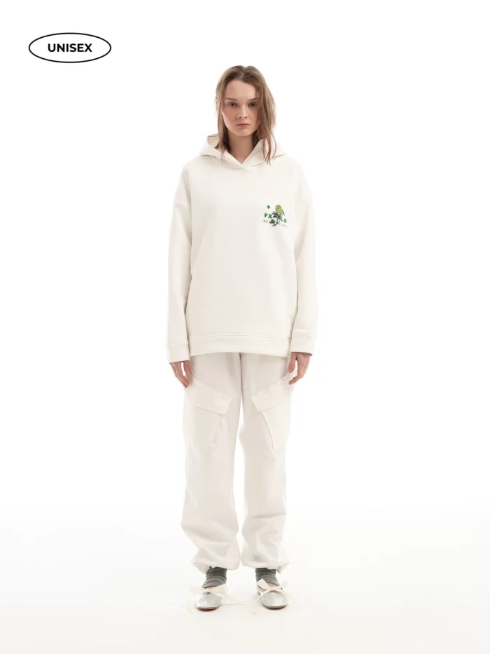 WHITE FLEECE HOODIE - Image 2