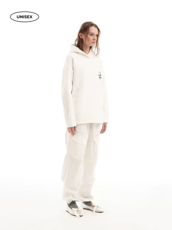 WHITE FLEECE HOODIE - Image 4
