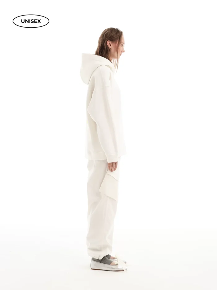 WHITE FLEECE HOODIE - Image 5