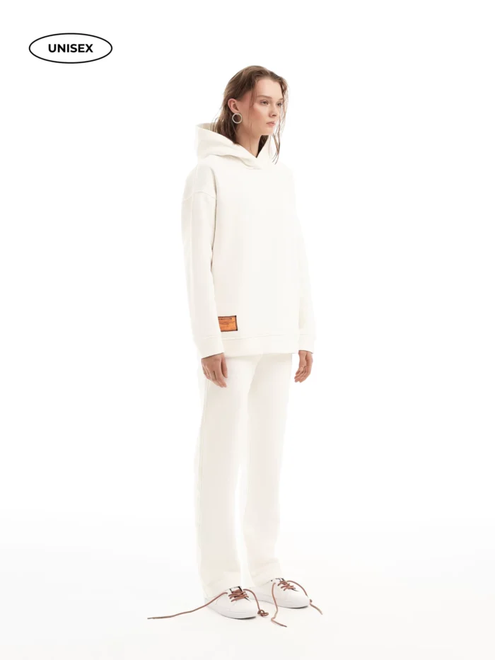 WHITE FLEECE HOODIE - Image 3
