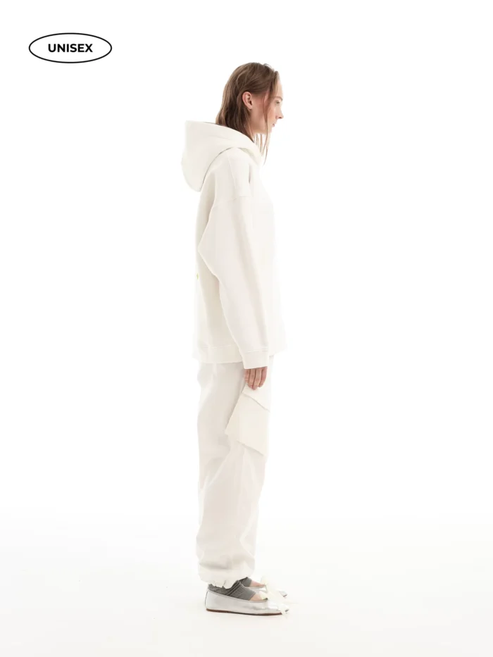 WHITE FLEECE HOODIE - Image 5