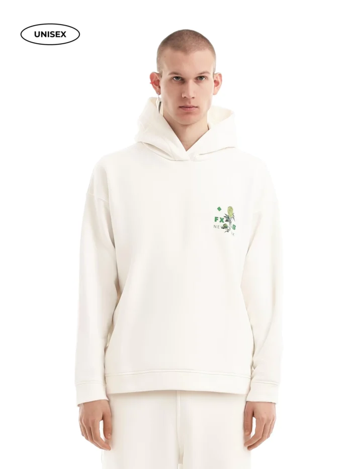 WHITE FLEECE HOODIE
