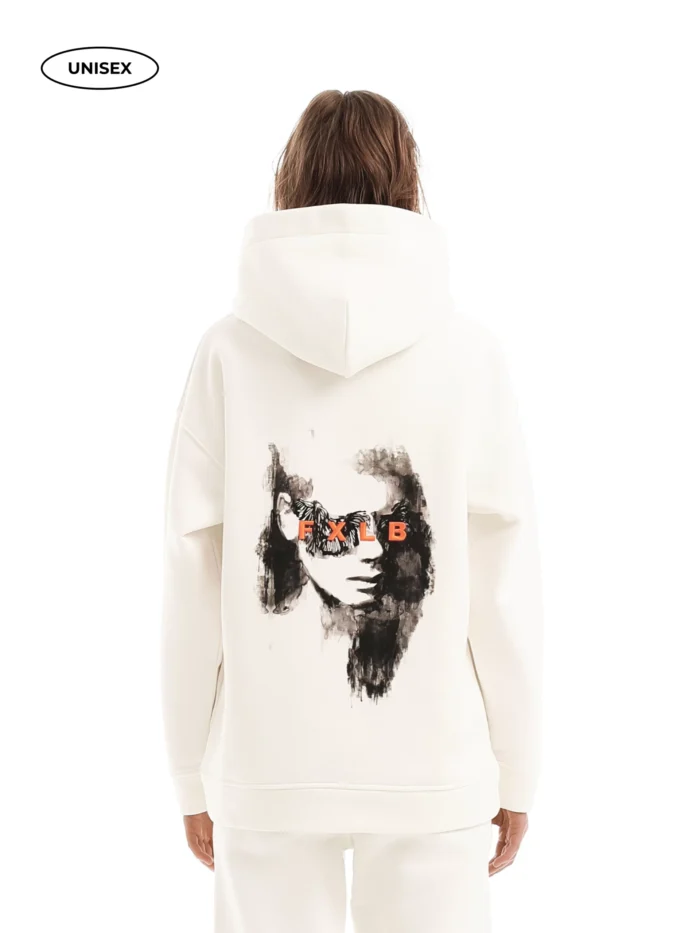 WHITE FLEECE HOODIE