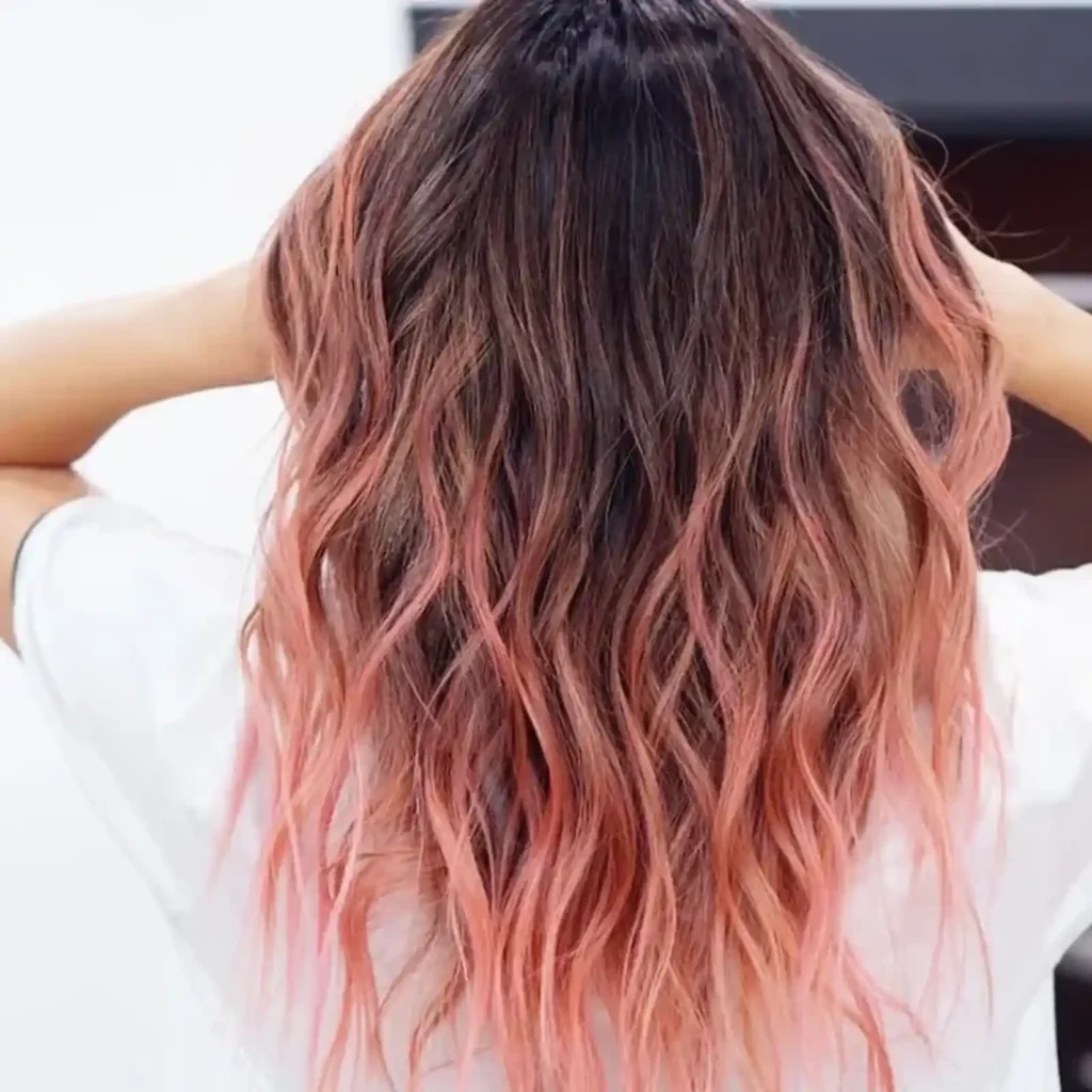 Brown to Pink Ombre Long Hair