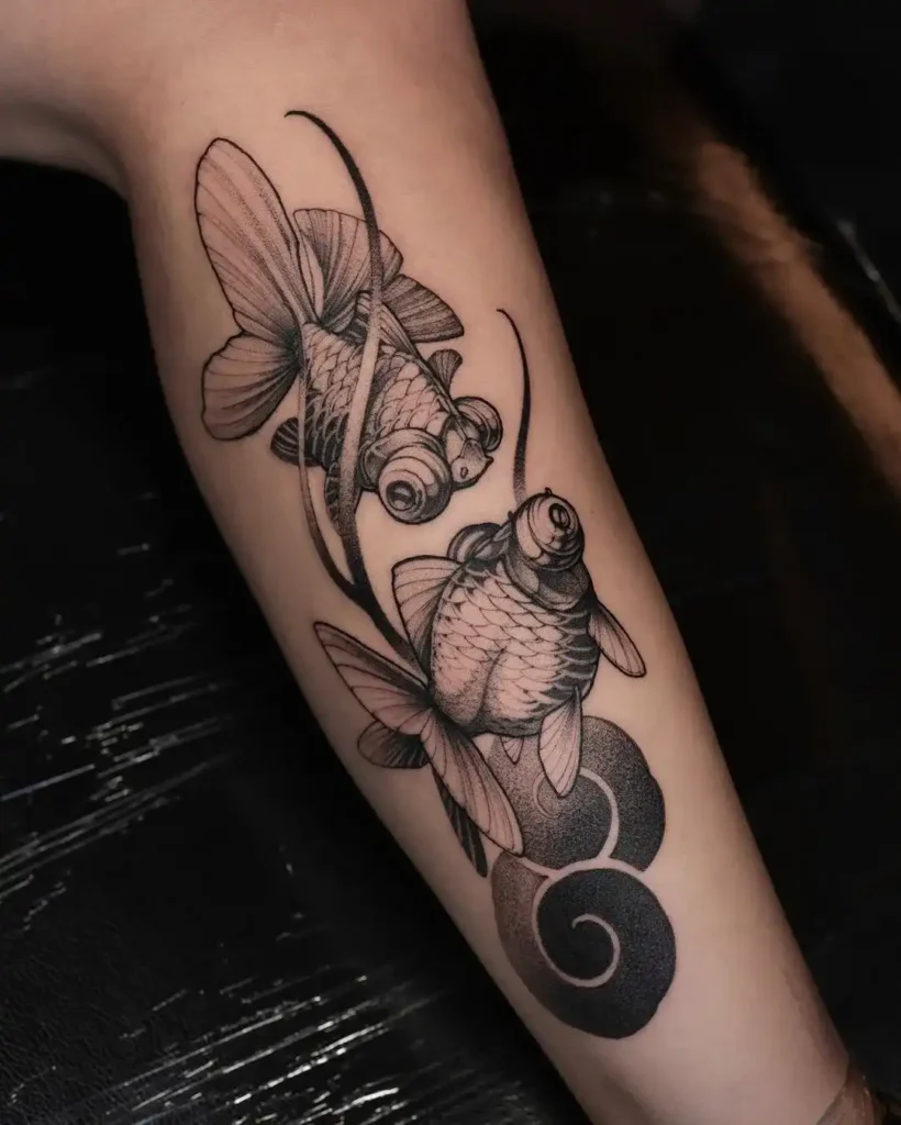 Black and White Koi Fish Tattoo
