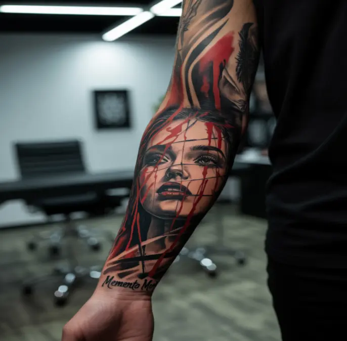 Trash Polka Tattoos potrait with abstract