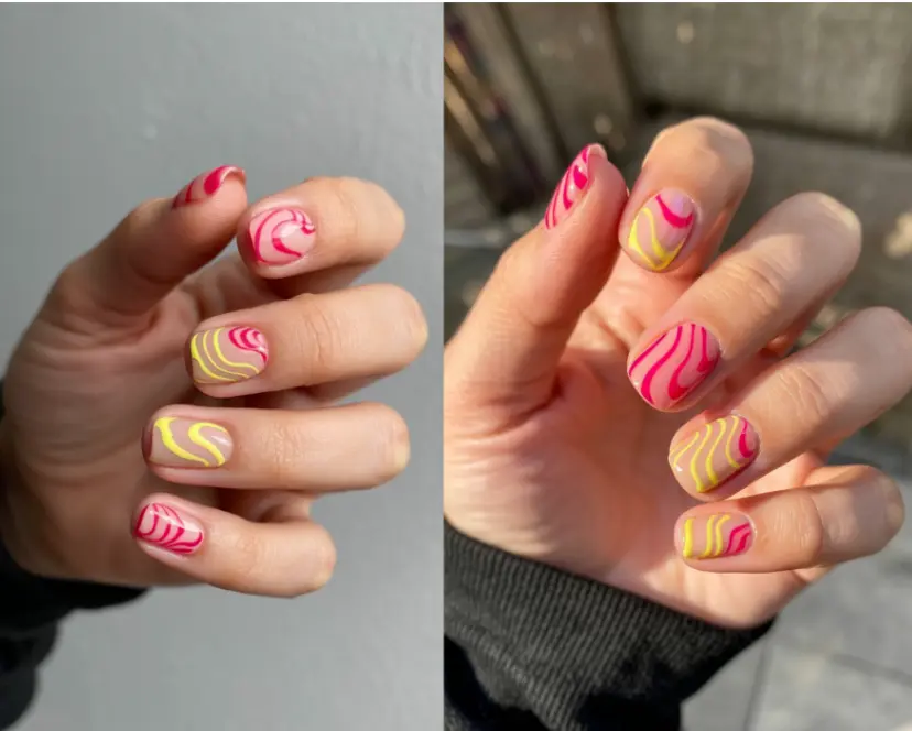 Neon Swirl nail design