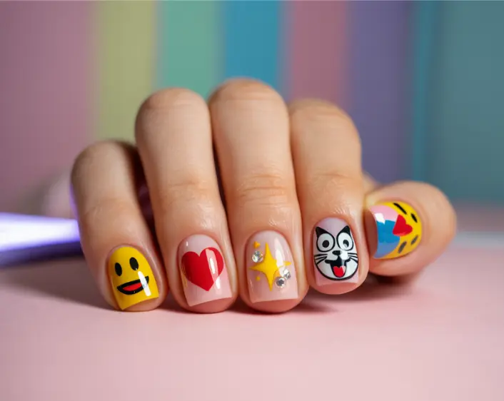 Emoji Nail Art design