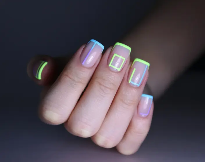 Negative Space Neon Art nail design