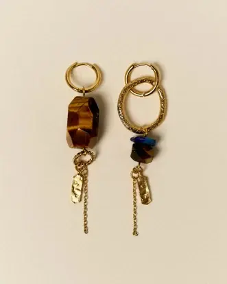It is showing an asymmetric earring set.