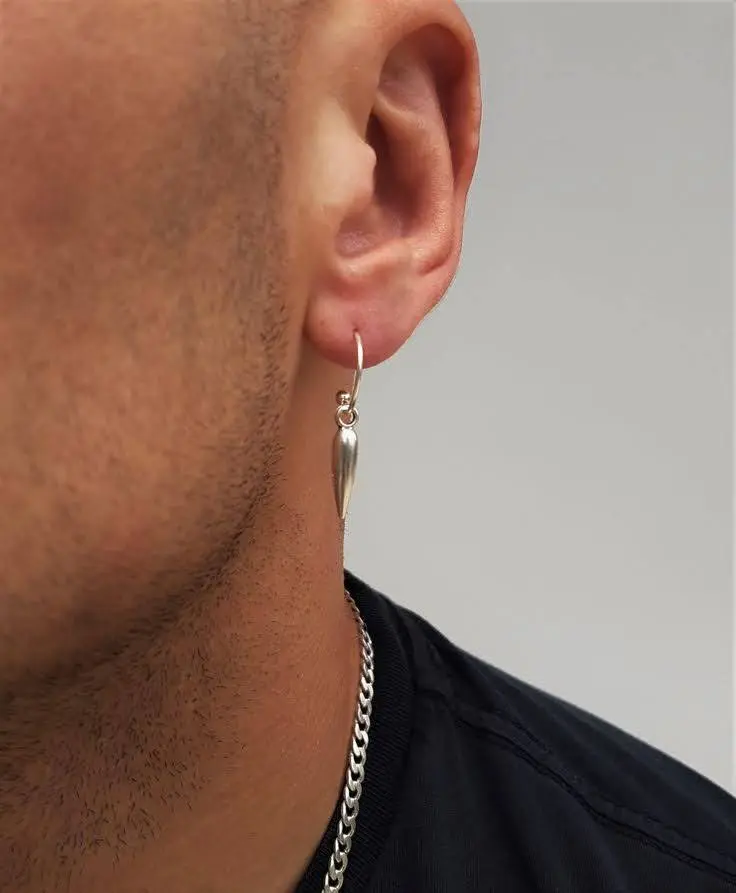 A man wearing subtle earing in one ear.