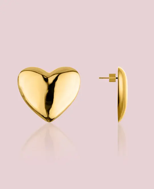 A set of gold earrings.