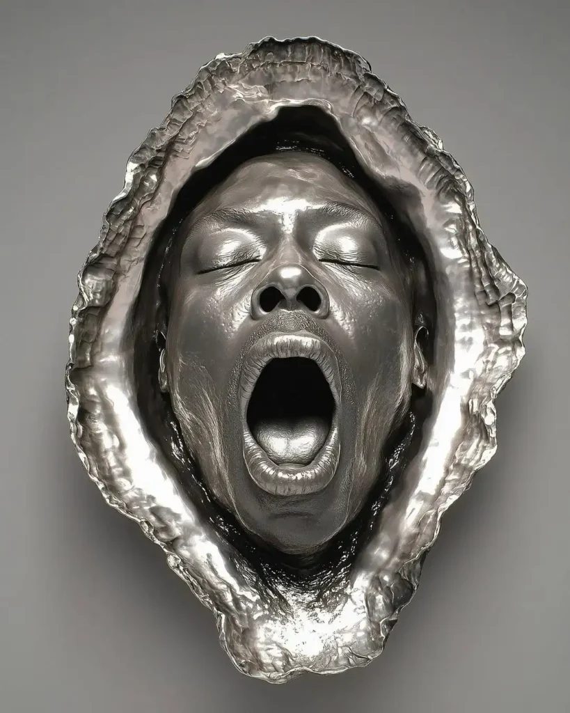 Conceptual AI art face from @kindabloop archive