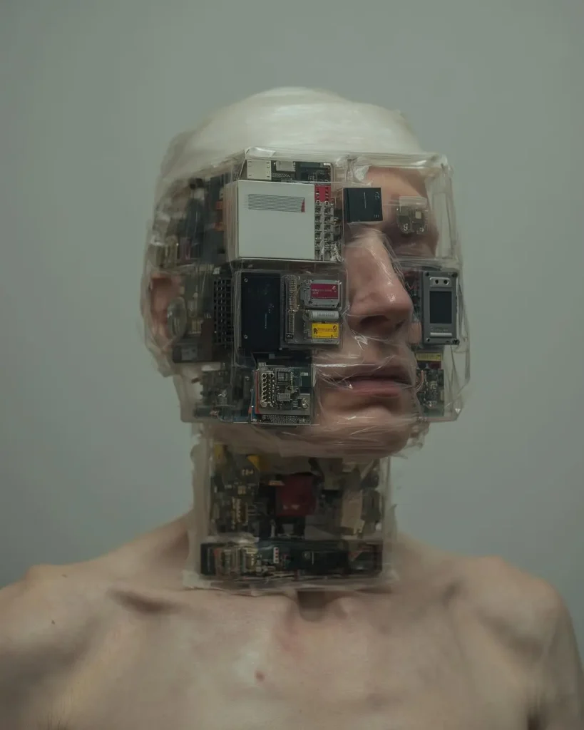 Abstract surreal AI image reflecting human imagination and machine learning