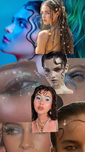 Differnt girls with multiple Glowy Skin, Hairstyle and Wet-Look Mermaidcore Makeup
