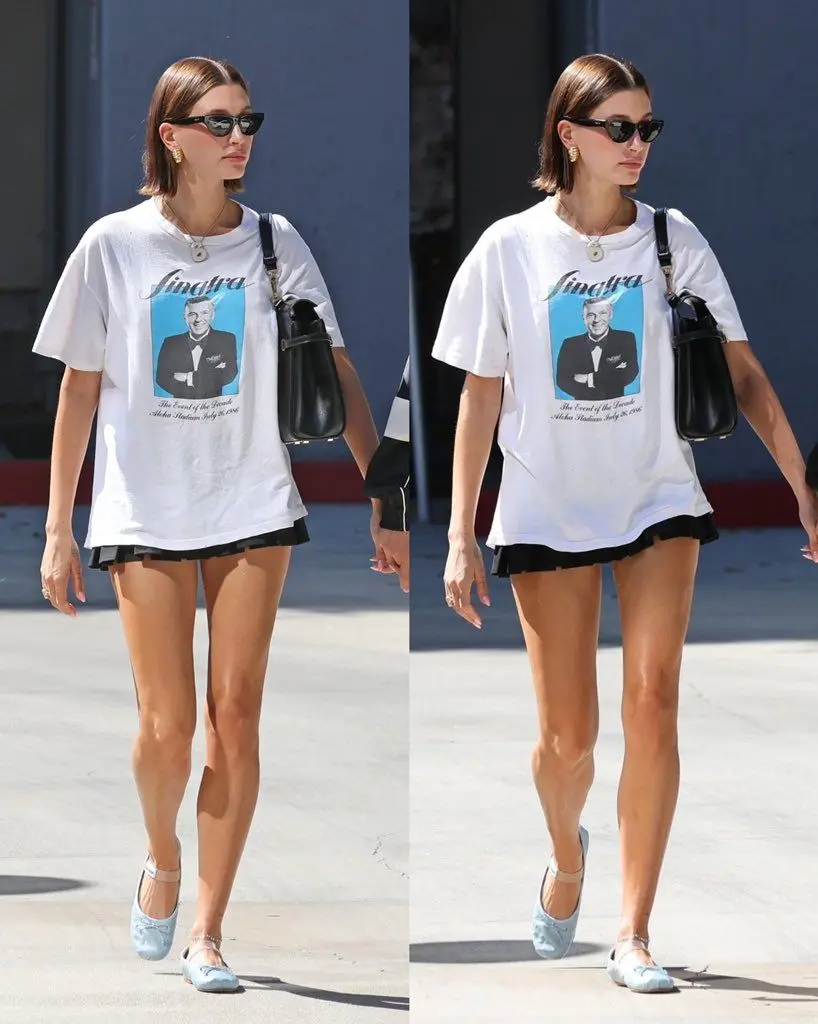 Heily Bieber in balletcore fashion dress