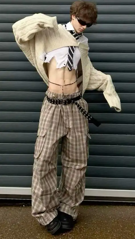 a boy in stylish y2k dressing