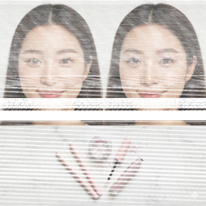 2 different girls with different makeup look down side showing used aegyo sal makeup products products