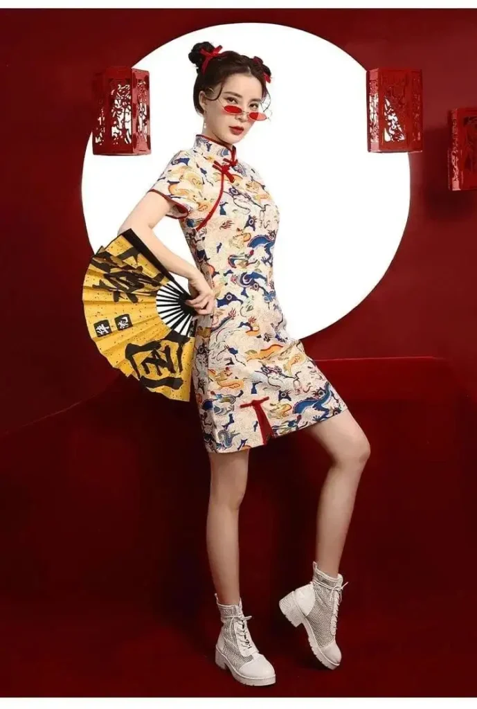 a girl showing Guochao (国潮) chinese outfit