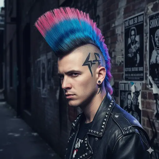 a boy with mohawk hair look