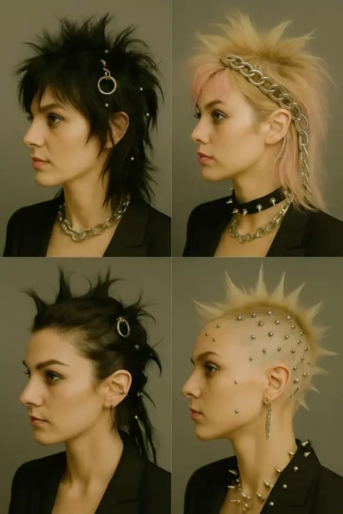 different 4 girls showing Styling for Punk Hair