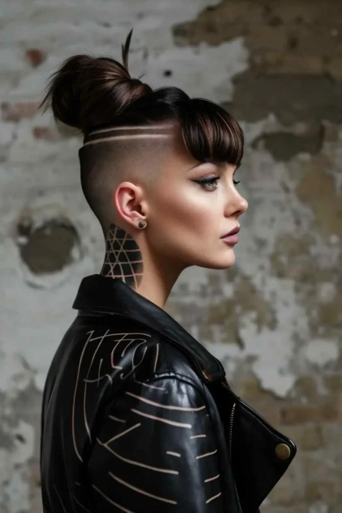 a girl side pose with The Undercut / Side Shave punk hair look