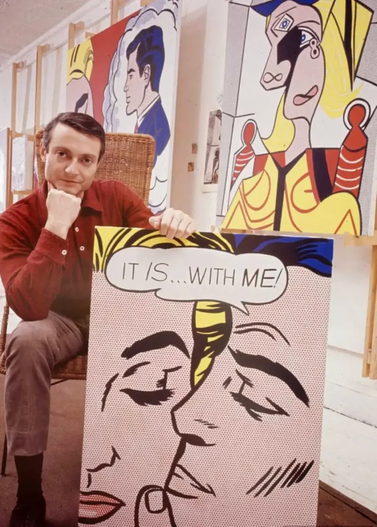 Roy lichtenstein with his artwork