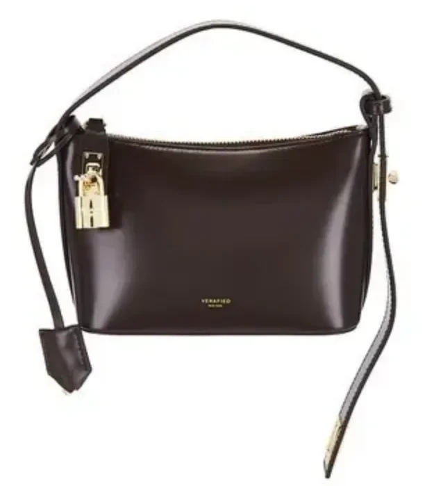 Brown Suede bag with white background