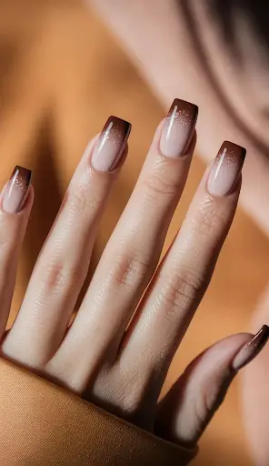 a hand with square shape nail design