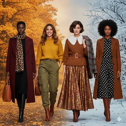 all 4 girls showing different fall winter 2025/26 fashion trends