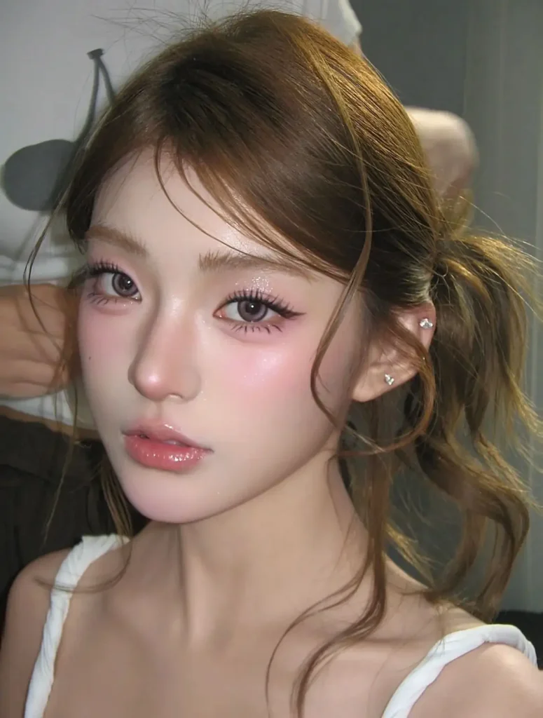a cute korean girl with korean makeup
