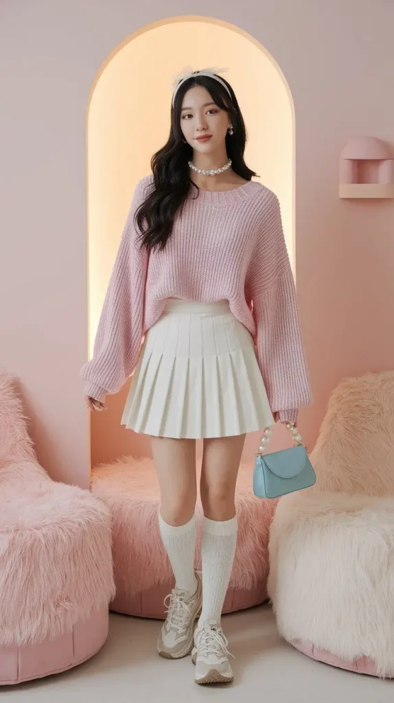a girl in Douyin fashion Soft Girl Aesthetic look