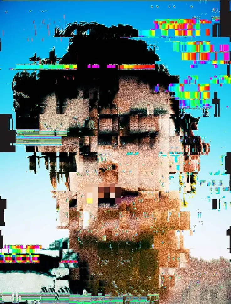 glitch image of a boy
