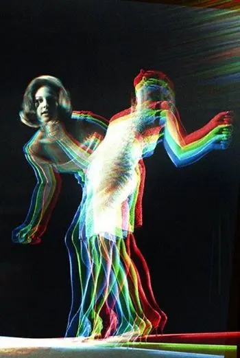 a girls in a glitch image