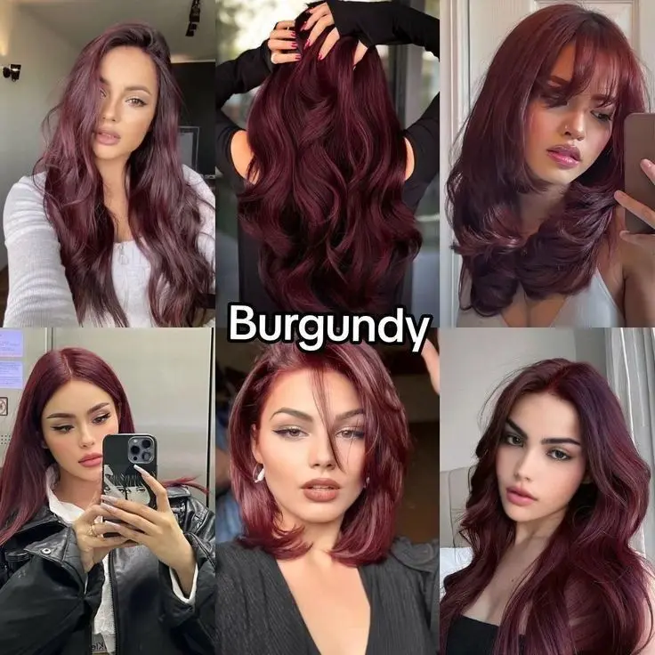 6 different cherry burgundy hair dye look