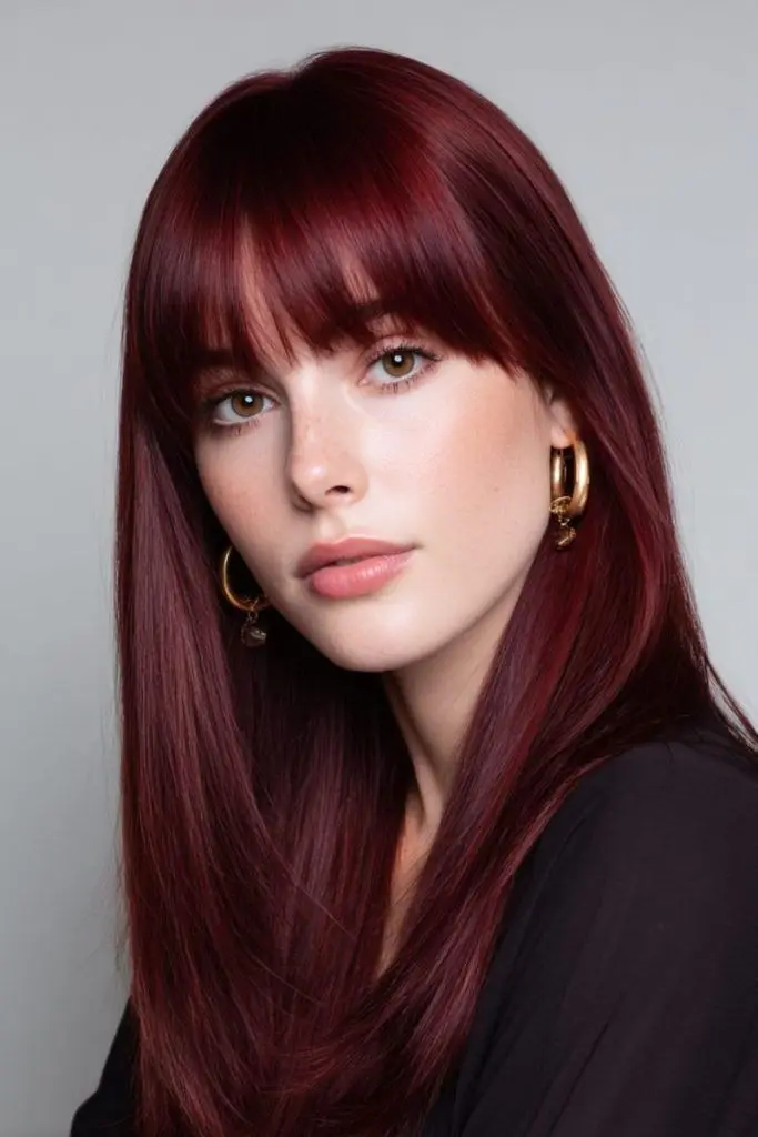 a girl with red cherry hair dye