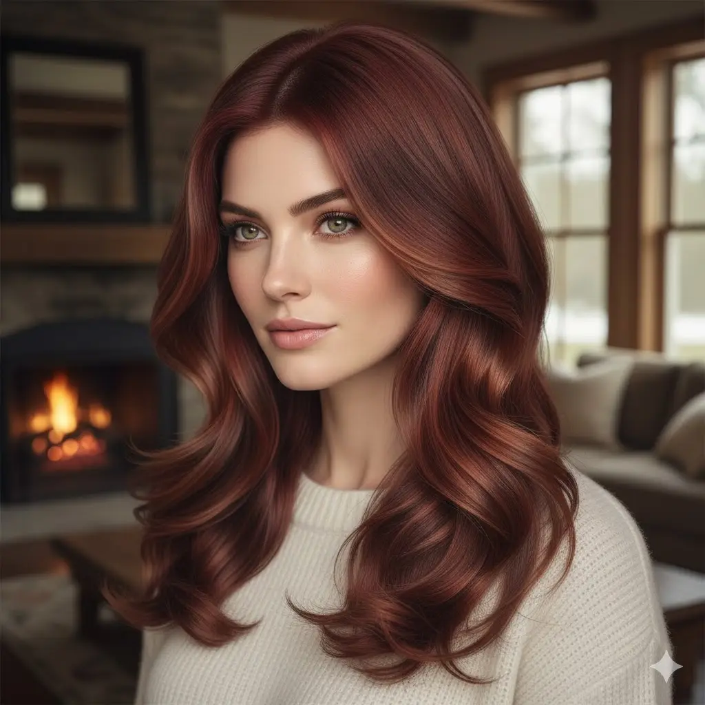 smoky cherry red hair dye look