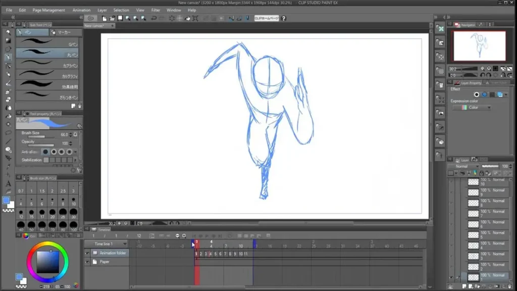 Clip Studio Paint tool showing digital artwork