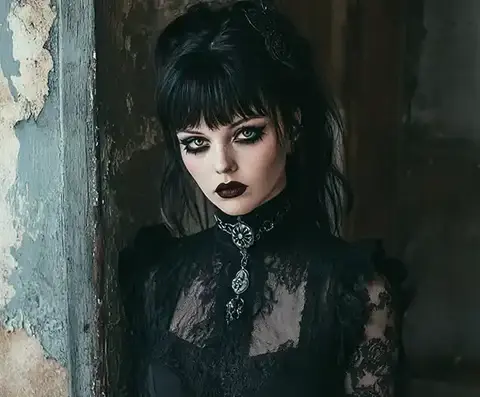 a girl in Goth Fashion And Aesthetic goth dark makeup