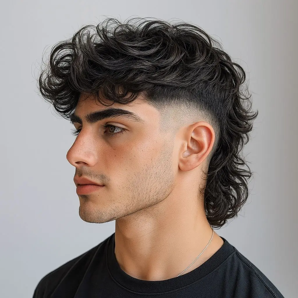 a boy with low taper mullet haircut