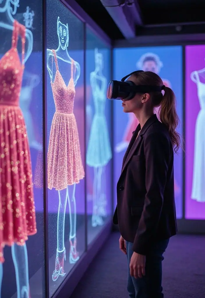 a girl in a room with ar tech looking to different dresses