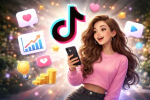 a girl checking it showing tiktok algorithm