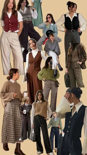 different girls wearing poetcore fashion dress in collage images