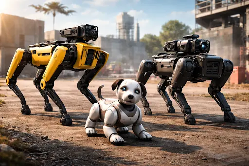 3 different robot dogs