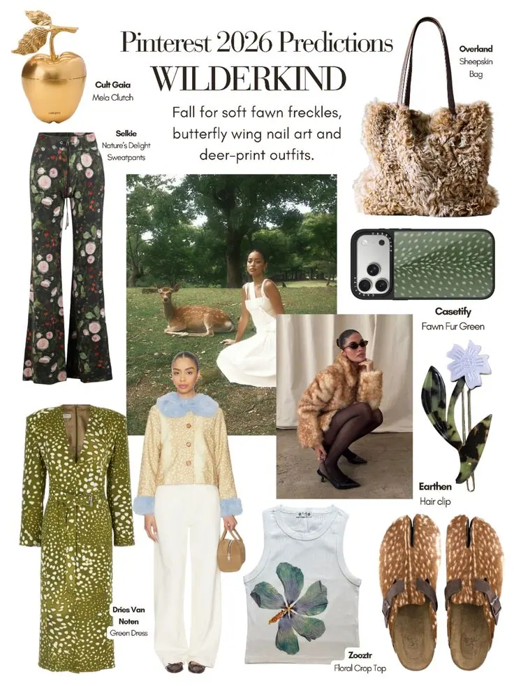 different looks like butterfly print earing wearing a girl in ,a girl wearing deer prints and 2 more looks of wilderkind fashion