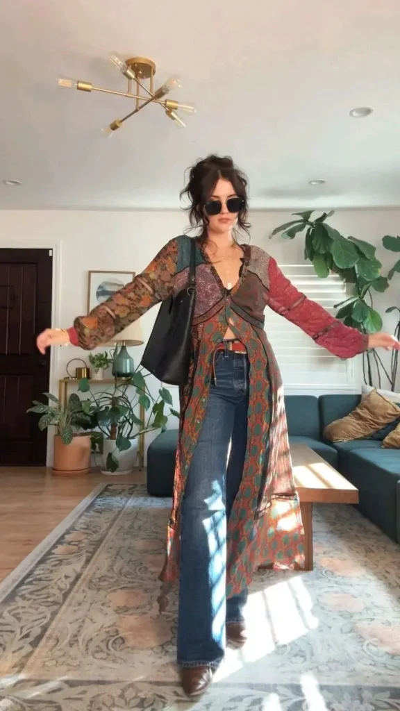 a girl in boho wilderkind aesthetic look
