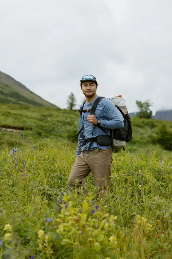 a man wearing Full-Sleeve Shirt with Hiking Pants