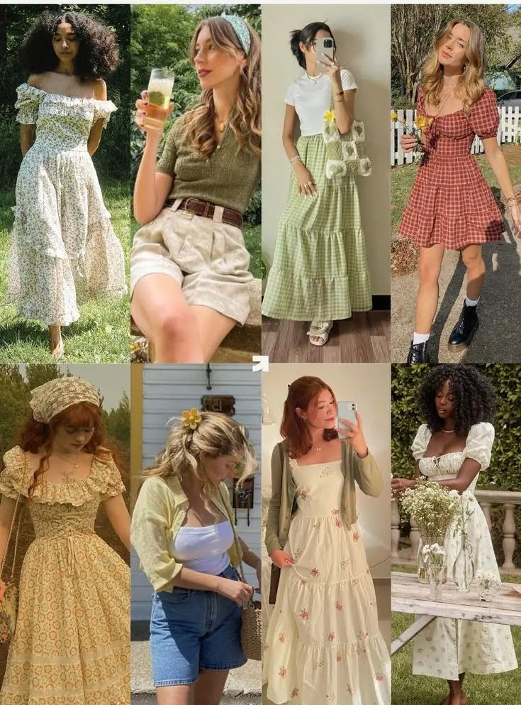 8 girls in different stuff and floral print dresses